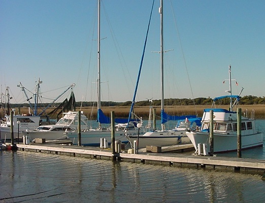 boats and a marina at Oak Island NC